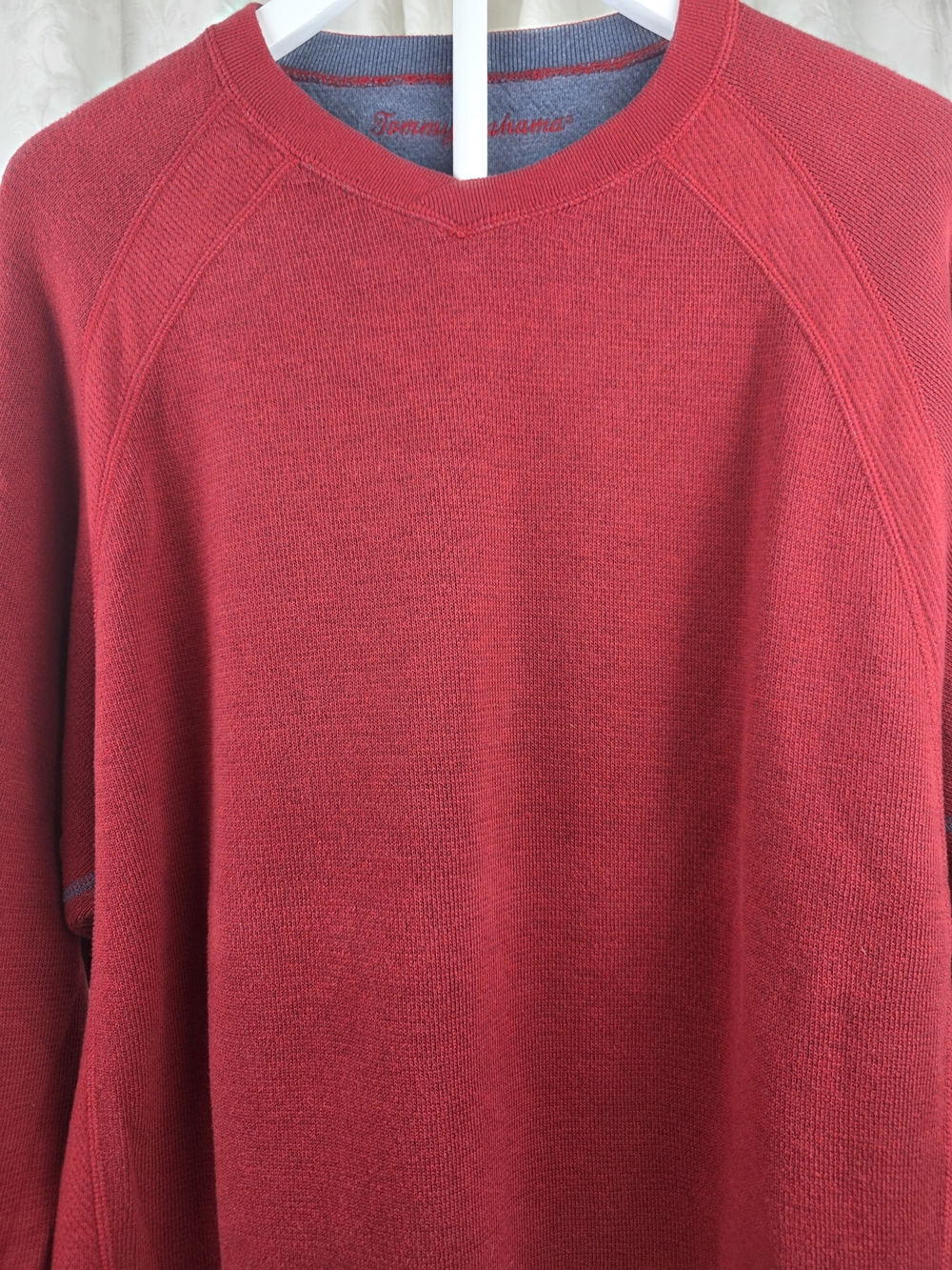 Tommy Bahama Reversible Crewneck Sweater XL Red Blue Marl Pullover - Picture 3 of 15